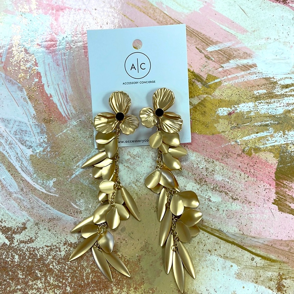 Accessory Concierge gold orchid drops earrings